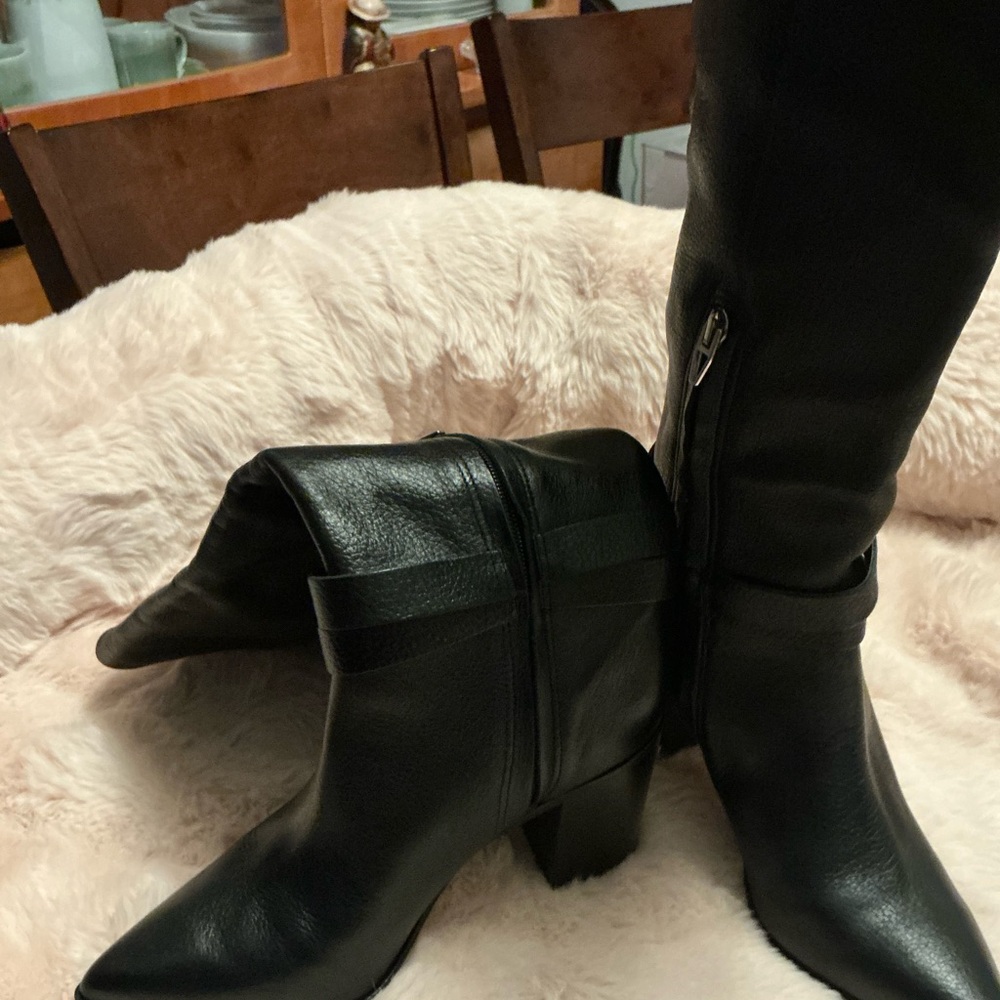 Dolce Vita Black Pointed-Toe Mid-Calf Heeled Boots with Strap SIZE 8-5 - Picture 8 of 16